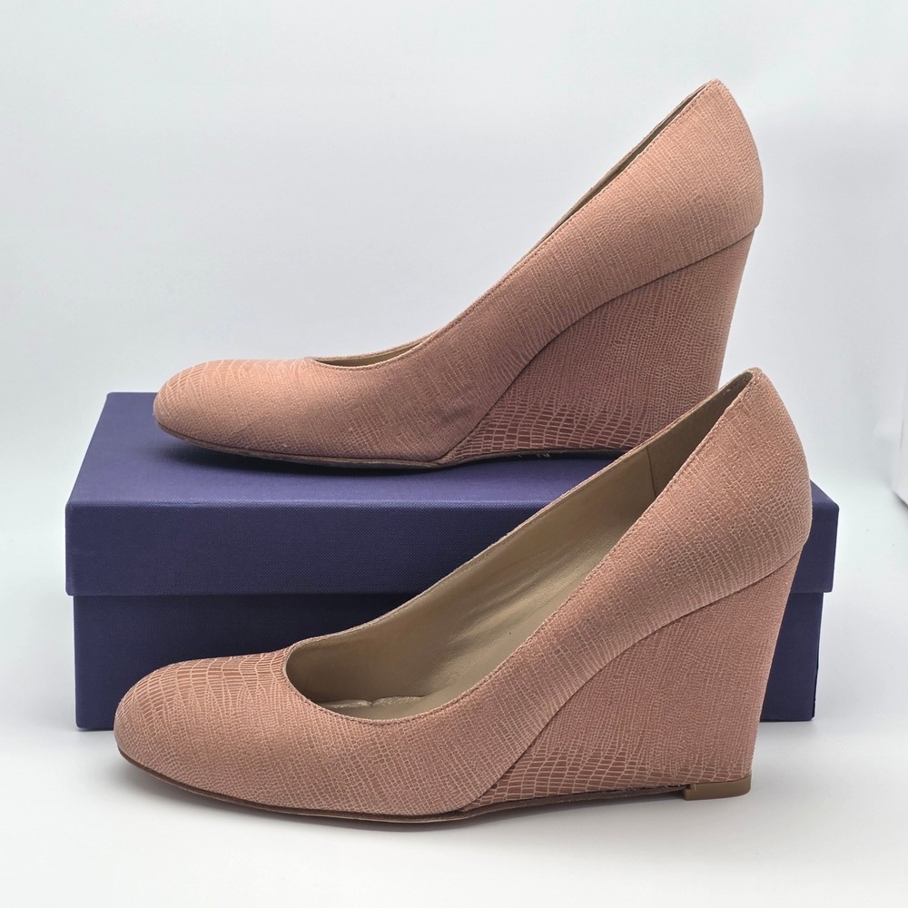 Stuart Weitzman Hellowedge Pump Women 10 Pink Lizard Wedge Spain Career Designer